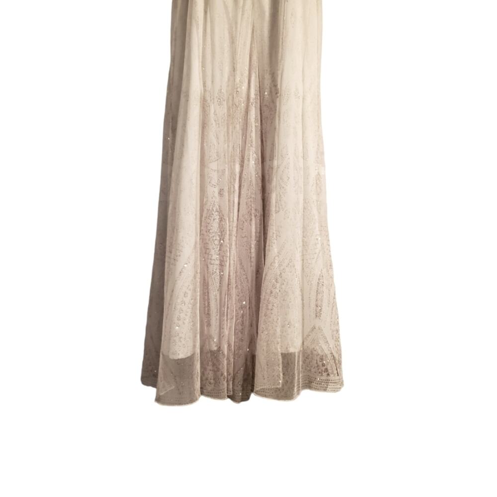 Jump Apparel White Silver Sparkle Maxi Formal Dress Size 6 - Picture 4 of 8